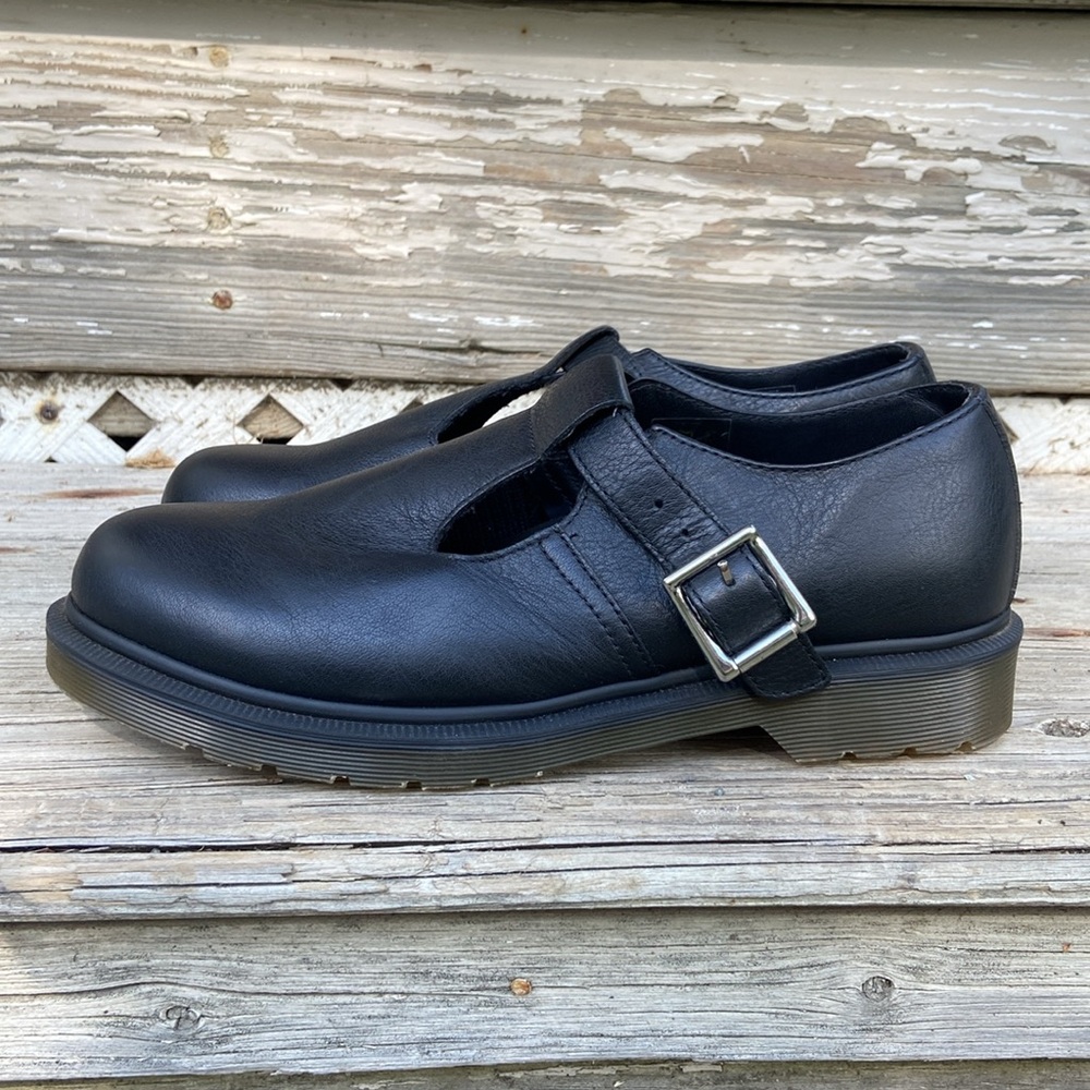 New! Dr. Martens POLLEY PW Black Leather T-Strap Mary Jane Shoe Women's Size 9 - Picture 4 of 14
